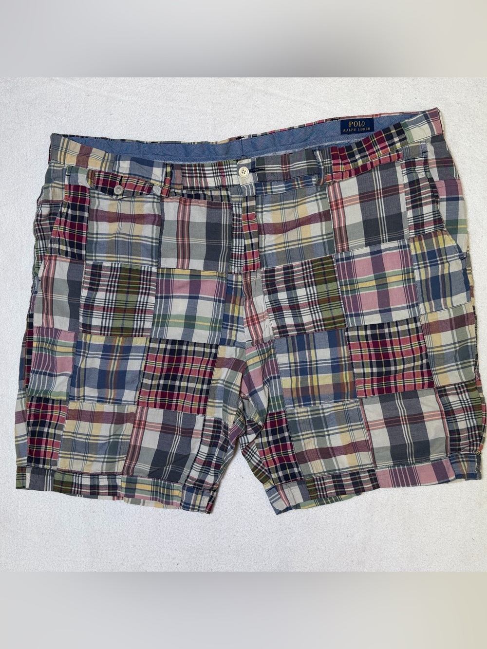 Polo Ralph Lauren Mens Big & Tall Madras Patchwork Shorts Size 48 Plaid
